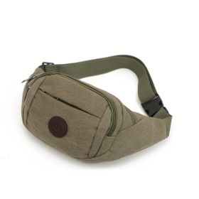 Men's Solid Canvas Crossbody & Waist Bag (Color: Army green)