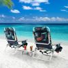 2 Pack 5-Position Outdoor Folding Backpack Beach Table Chair Reclining Chair Set